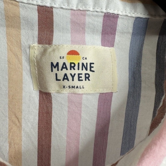 Marine Layer Talia Short-Sleeve Striped Button-Up Shirt Women Multicolor Size XS - Picture 4 of 5